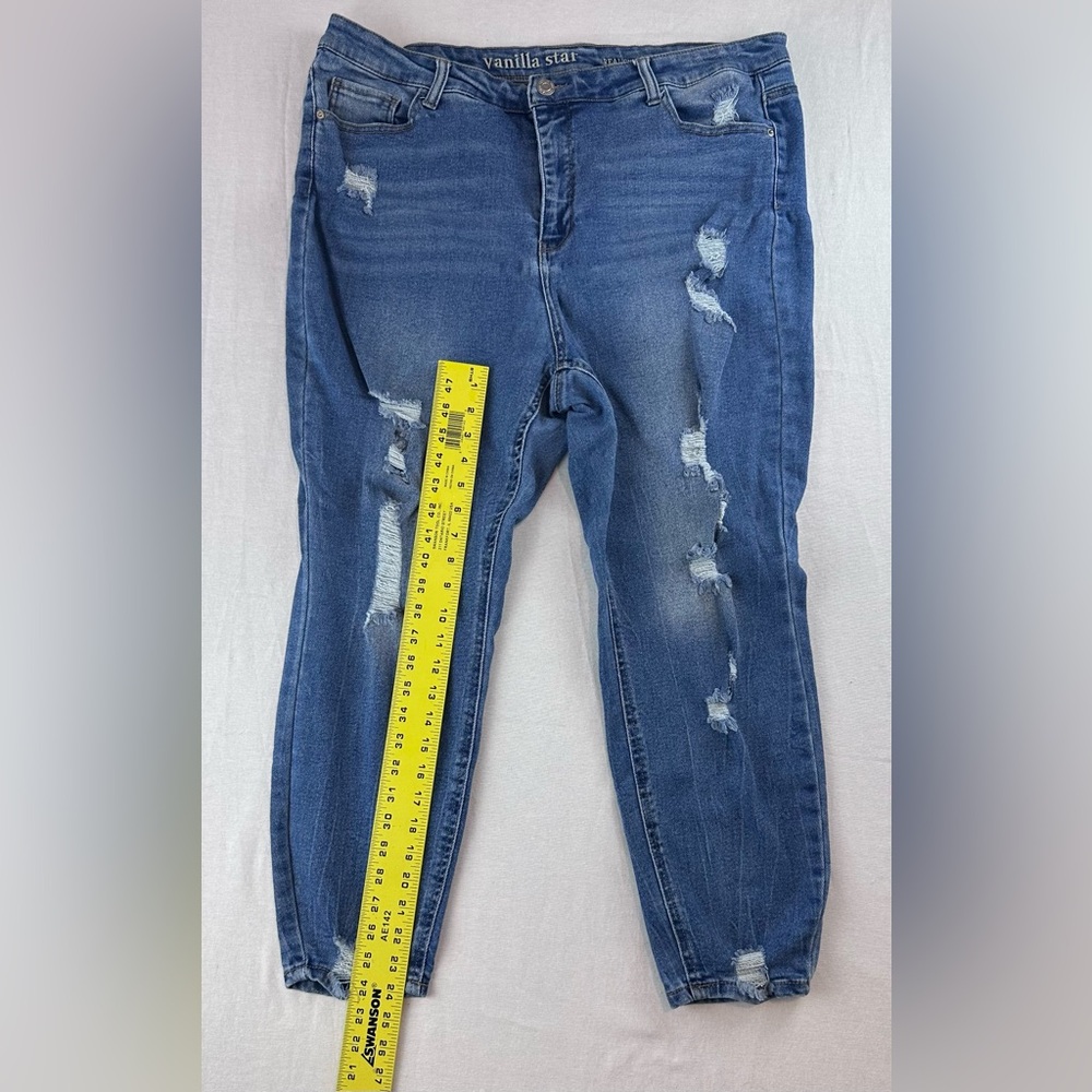 Vanilla Starโ Women's Distressed Blue Jeans - Picture 6 of 14
